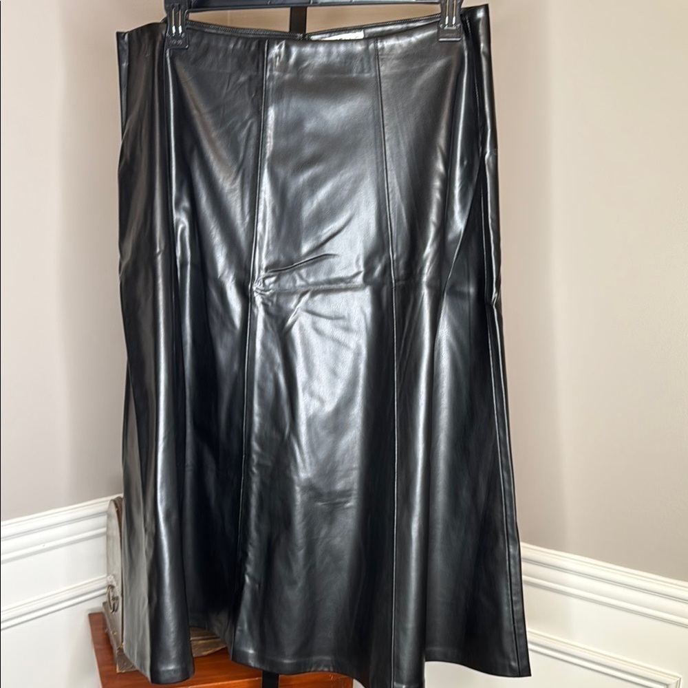 Estelle faux leather black midi skirt size 1X